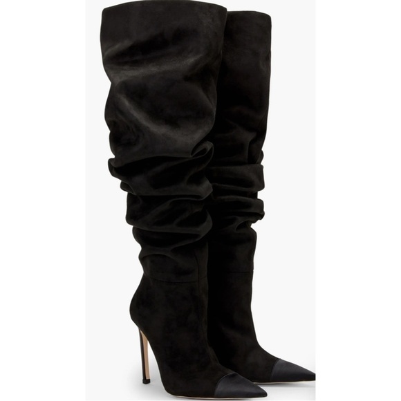 Good American Women's Over the Knee Slouch Boot Black Stiletto NEW Sz 7.5 - Picture 1 of 12